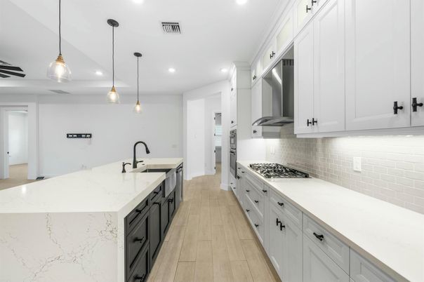 Interior, Kitchen, Pendant Lights, Recessed Lighting, Wood Texture Flooring