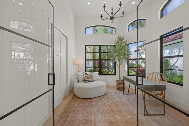 Chandelier, Home Office, Interior, Recessed Lighting