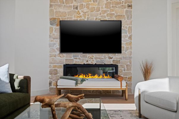 Fireplace, Interior, Living room, Stone Walls
