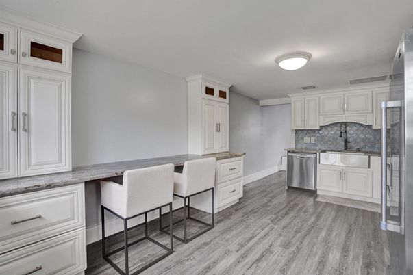 Interior, Kitchen, Stainless Steel Appliances, Wood Texture Flooring