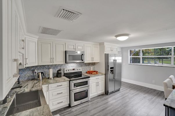 Interior, Kitchen, Stainless Steel Appliances, Wood Texture Flooring
