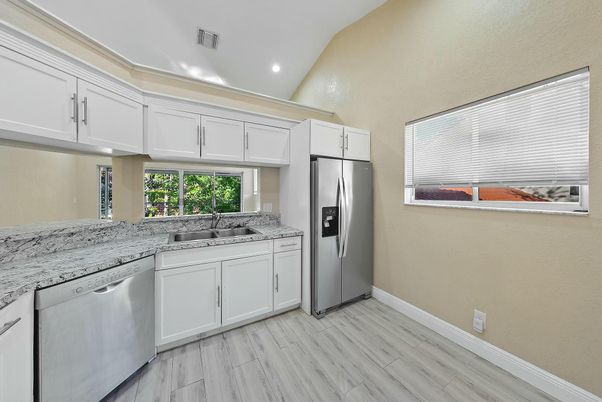 Interior, Kitchen, Recessed Lighting, Wood Texture Flooring