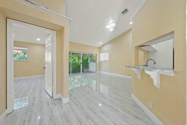 Empty room, Interior, Marble, Recessed Lighting, Wood Texture Flooring