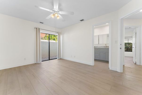 Bathroom, Empty room, Interior, Recessed Lighting, Wood Texture Flooring