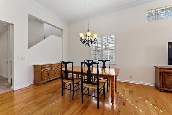 Chandelier, Dining room, Interior, Wood Texture Flooring