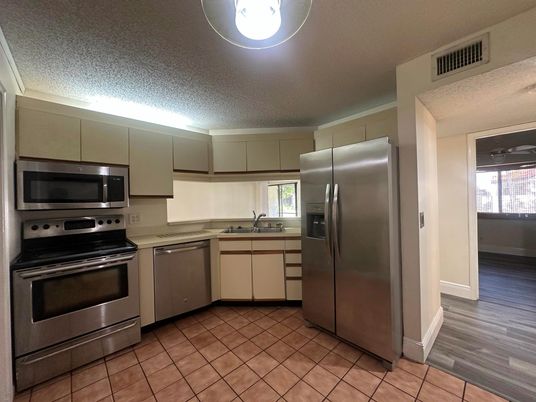 Interior, Kitchen, Stainless Steel Appliances, Wood Texture Flooring