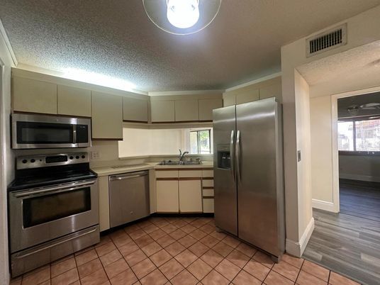 Interior, Kitchen, Stainless Steel Appliances, Wood Texture Flooring
