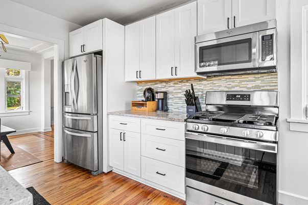 Interior, Kitchen, Stainless Steel Appliances, Wood Texture Flooring