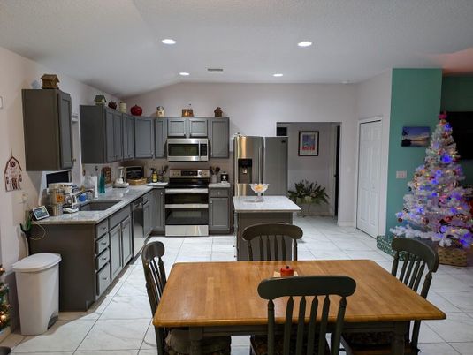 Dining room, Interior, Kitchen, Recessed Lighting, Stainless Steel Appliances