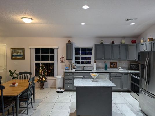Dining room, Interior, Kitchen, Marble, Recessed Lighting