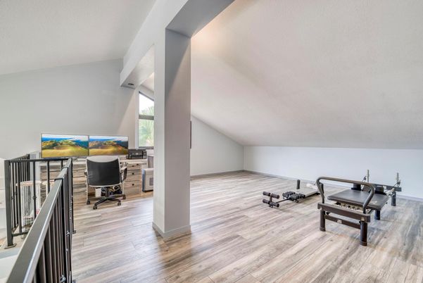 Fitness Equipment, Home Office, Interior, Wood Texture Flooring