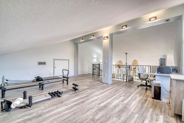 Fitness Equipment, Home Office, Interior, Wood Texture Flooring