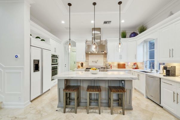 Interior, Kitchen, Pendant Lights, Recessed Lighting, Stainless Steel Appliances