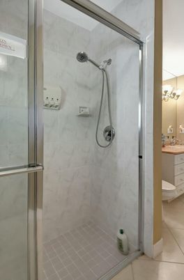 Bathroom, Glass Shower, Interior, Marble Walls