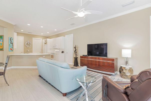Interior, Kitchen, Living room, Recessed Lighting, Wood Texture Flooring