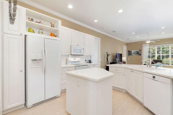 Interior, Kitchen, Recessed Lighting, Wood Texture Flooring