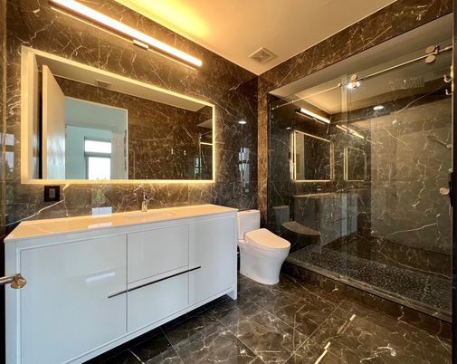 Bathroom, Glass Shower, Interior, Marble, Marble Walls