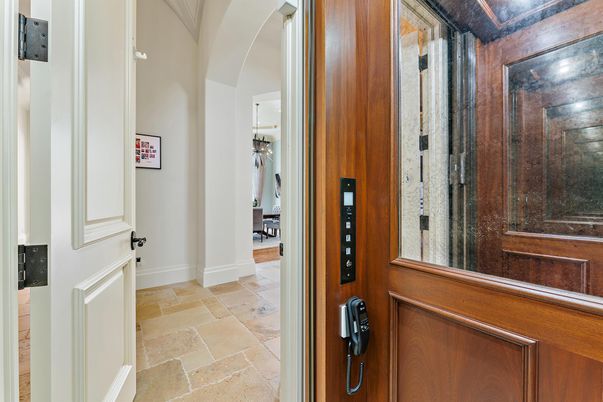 Elevator, Interior, Wooden Walls