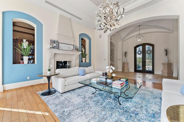 Chandelier, Fireplace, Interior, Living room, Wood Texture Flooring