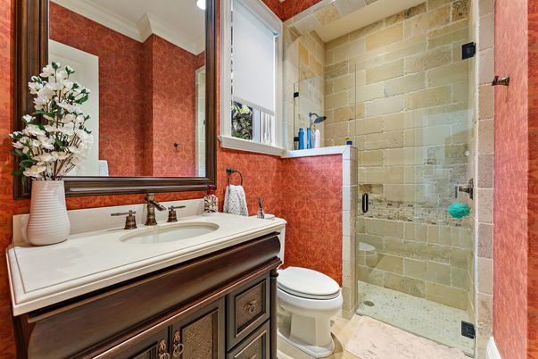 Bathroom, Glass Shower, Interior, Stone Walls