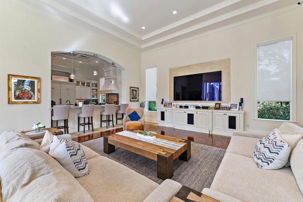 Interior, Kitchen, Living room, Pendant Lights, Recessed Lighting, Wood Texture Flooring