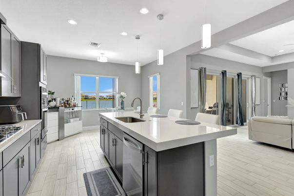 Interior, Kitchen, Living room, Pendant Lights, Recessed Lighting, Stainless Steel Appliances, Wood Texture Flooring