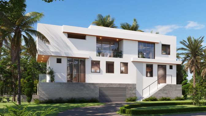 Attached, Exterior, Facade, Modern