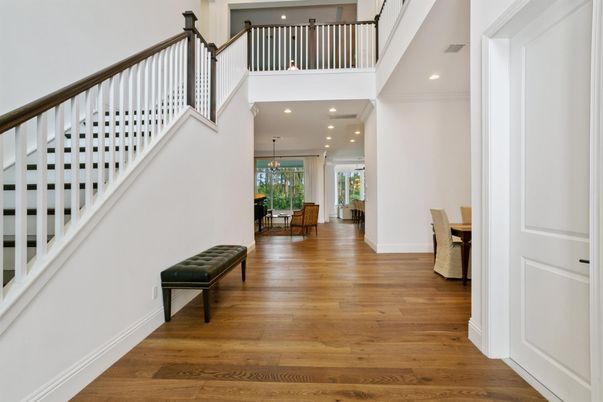Dining room, Interior, Recessed Lighting, Wood Texture Flooring