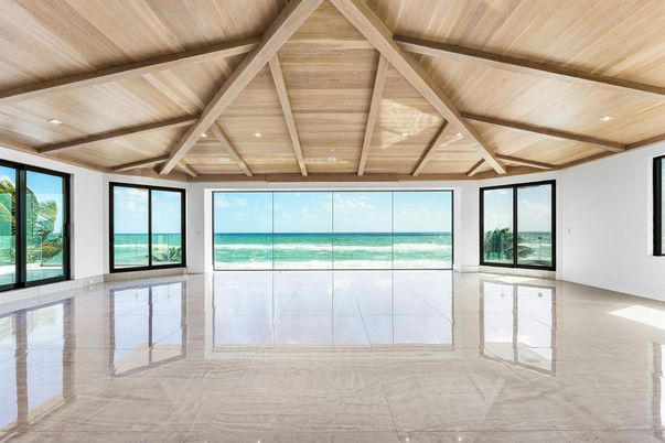 Empty room, Interior, Recessed Lighting, Wooden Beams, Wooden Ceilings