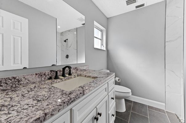 Bathroom, Interior, Marble Walls, Recessed Lighting