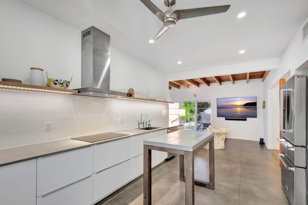 Interior, Kitchen, Recessed Lighting, Stainless Steel Appliances, Wooden Beams