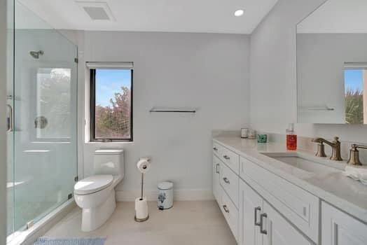 Bathroom, Glass Shower, Interior, Recessed Lighting