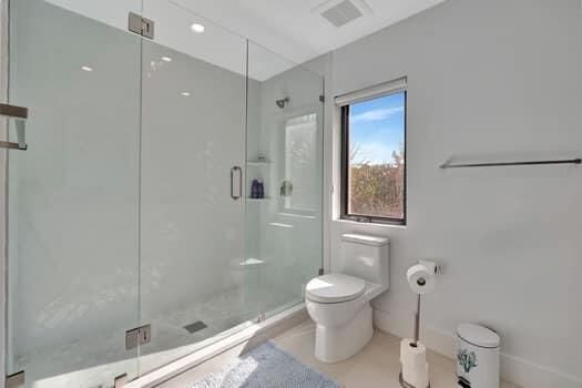 Bathroom, Glass Shower, Interior, Recessed Lighting