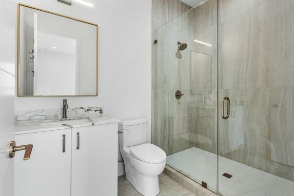 Bathroom, Glass Shower, Interior, Marble Walls