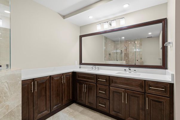 Bathroom, Dual Sink Vanities, Glass Shower, Interior, Recessed Lighting