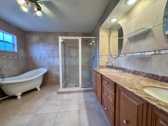 Bathroom, Dual Sink Vanities, Free Standing Baths, Glass Shower, Interior, Recessed Lighting