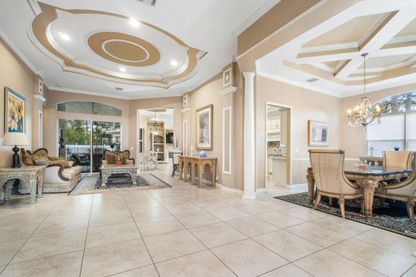Chandelier, Dining room, Interior, Living room, Recessed Lighting