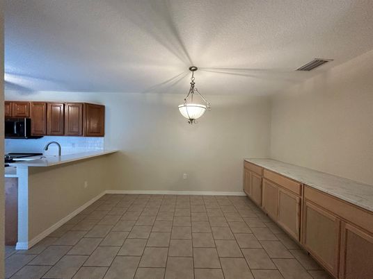 Empty room, Interior, Kitchen, Pendant Lights