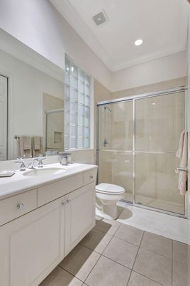 Bathroom, Dual Sink Vanities, Glass Shower, Interior, Recessed Lighting