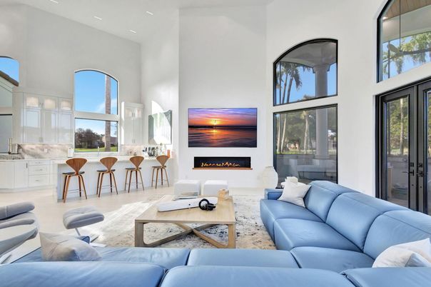 Fireplace, Interior, Living room, Recessed Lighting