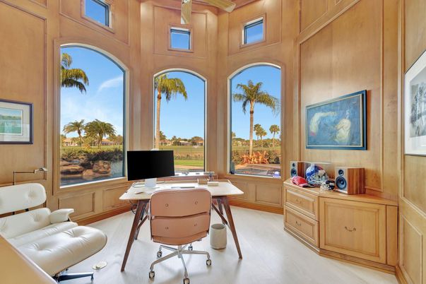 Home Office, Interior, Wood Texture Flooring, Wooden Walls