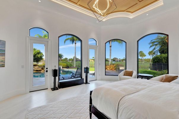 Bedroom, Interior, Recessed Lighting, Wooden Ceilings, Wood Texture Flooring
