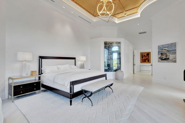 Bedroom, Interior, Recessed Lighting, Wooden Ceilings, Wood Texture Flooring