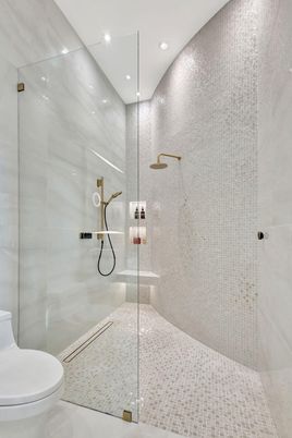 Bathroom, Glass Shower, Interior, Recessed Lighting