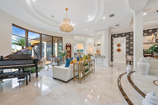 Chandelier, Interior, Living room, Piano, Recessed Lighting