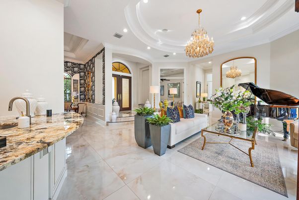 Chandelier, Interior, Living room, Piano, Recessed Lighting