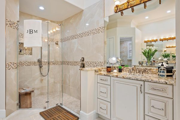 Bathroom, Glass Shower, Interior, Recessed Lighting