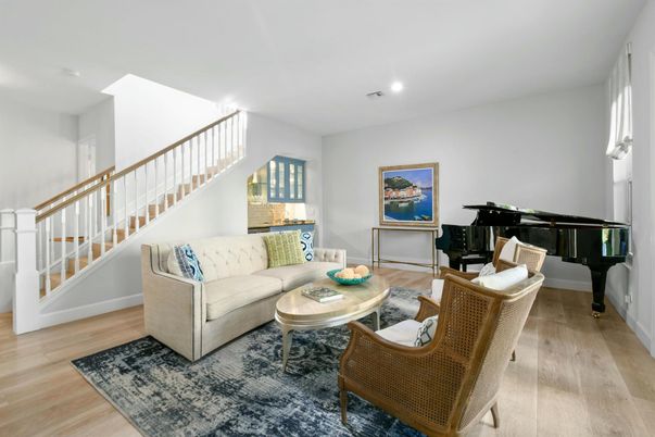 Interior, Living room, Piano, Recessed Lighting, Wood Texture Flooring
