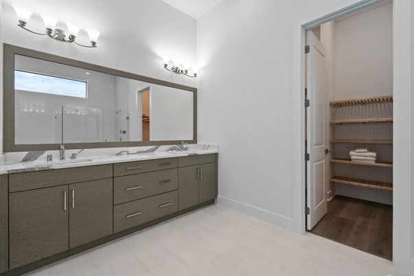 Bathroom, Dual Sink Vanities, Interior, Wood Texture Flooring