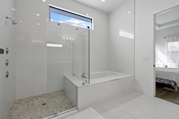 Bathroom, Glass Shower, Interior, Recessed Lighting